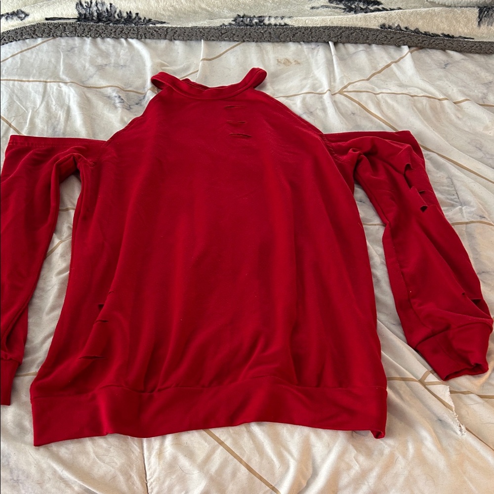 Red Cold Shoulder Top